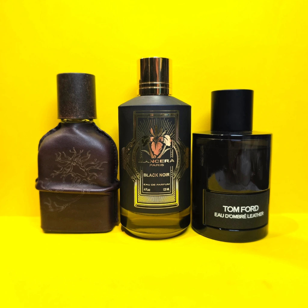 Zestaw odlewki perfum o tematyce skóry